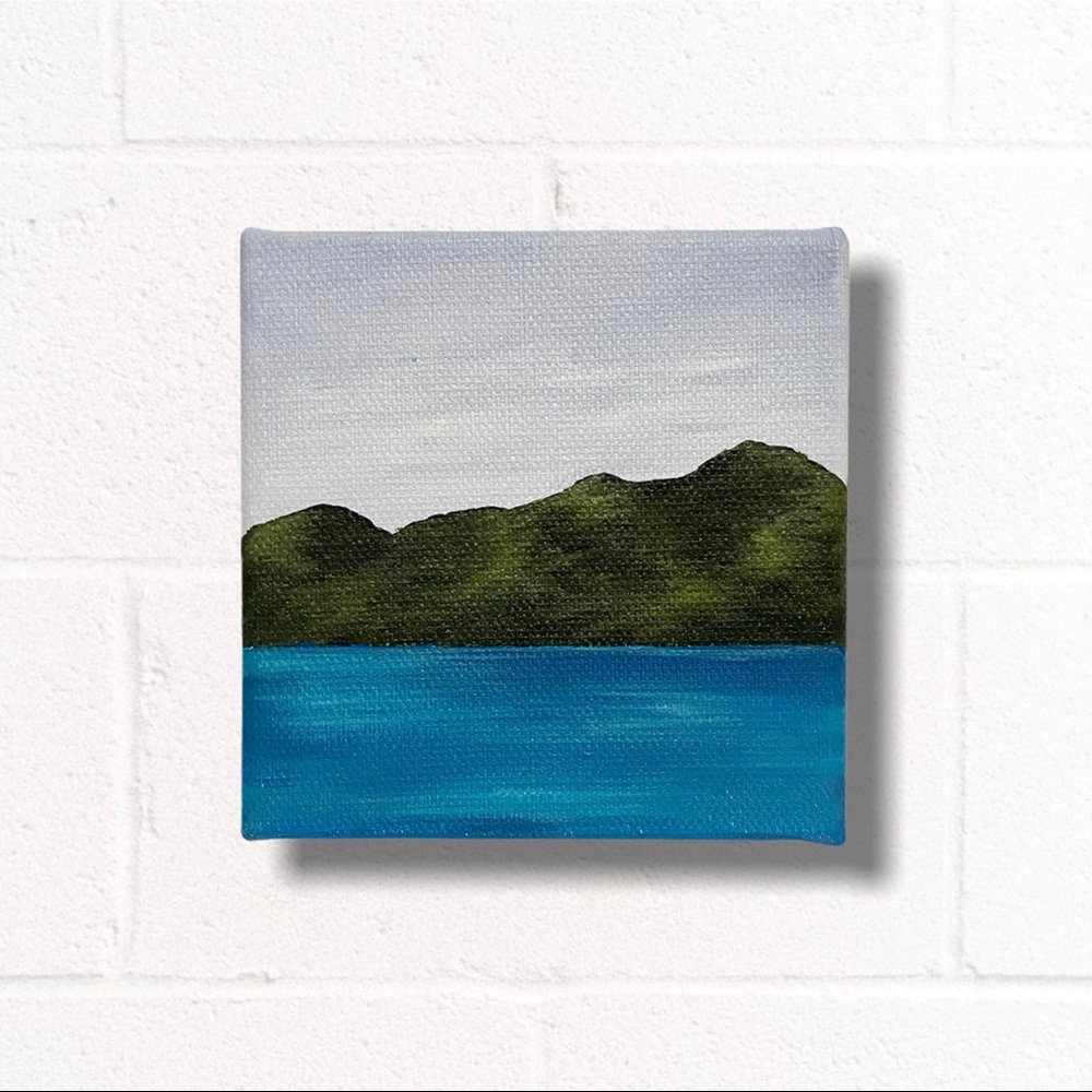 Mini Original mountain lake landscape painting